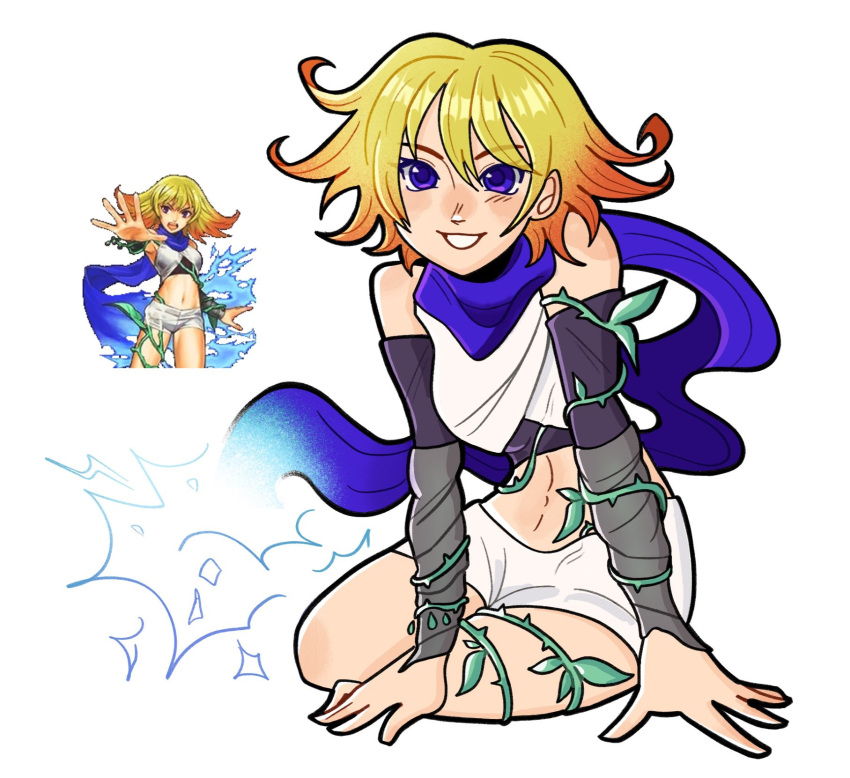 1girl, blonde_hair, blue_scarf, captainludraws, gradient_hair, highres, kid_icarus, kid_icarus_uprising