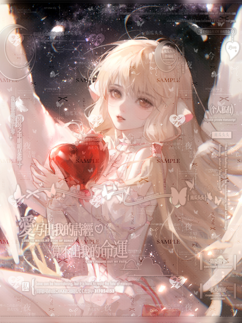 1girl, absurdres, aegyo_sal, animal_ears, blonde_hair, blush, bow, brown_eyes