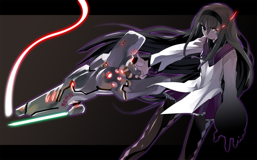 akemi_homura, armored_core, armored_core_2, black_hair, chiba_tsuru, energy_gun, gun, hairband