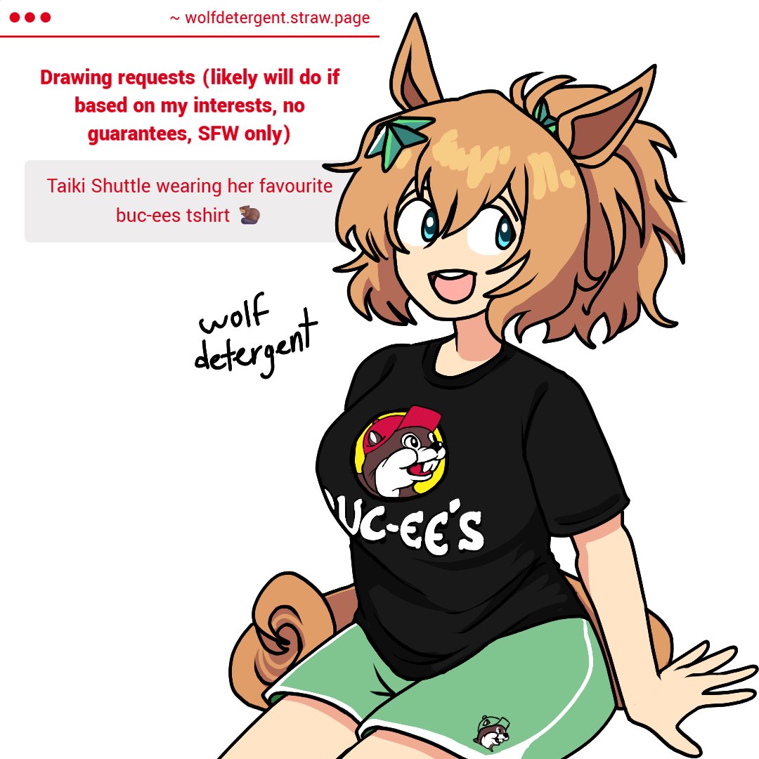 1girl, :d, alternate_costume, animal_ears, black_shirt, blue_eyes, breasts, brown_hair