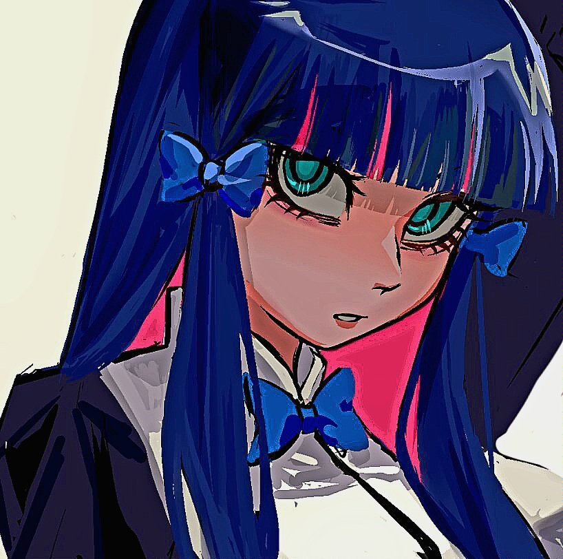 1girl, aegyo_sal, aqua_eyes, black_dress, blue_bow, blue_bowtie, blue_hair, blunt_bangs