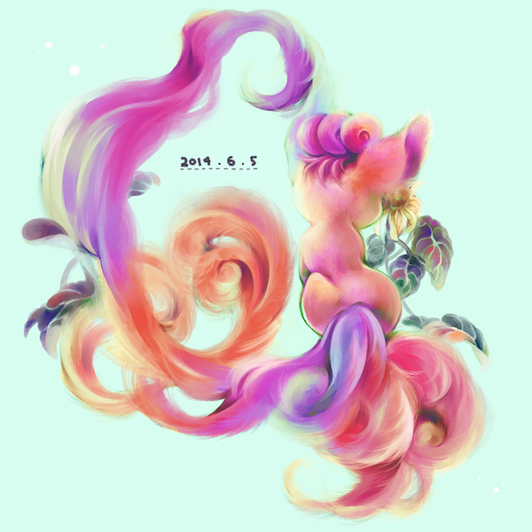 animal_focus, commentary_request, dated, facing_away, flower_request, kumt_8, leaf, long_tail