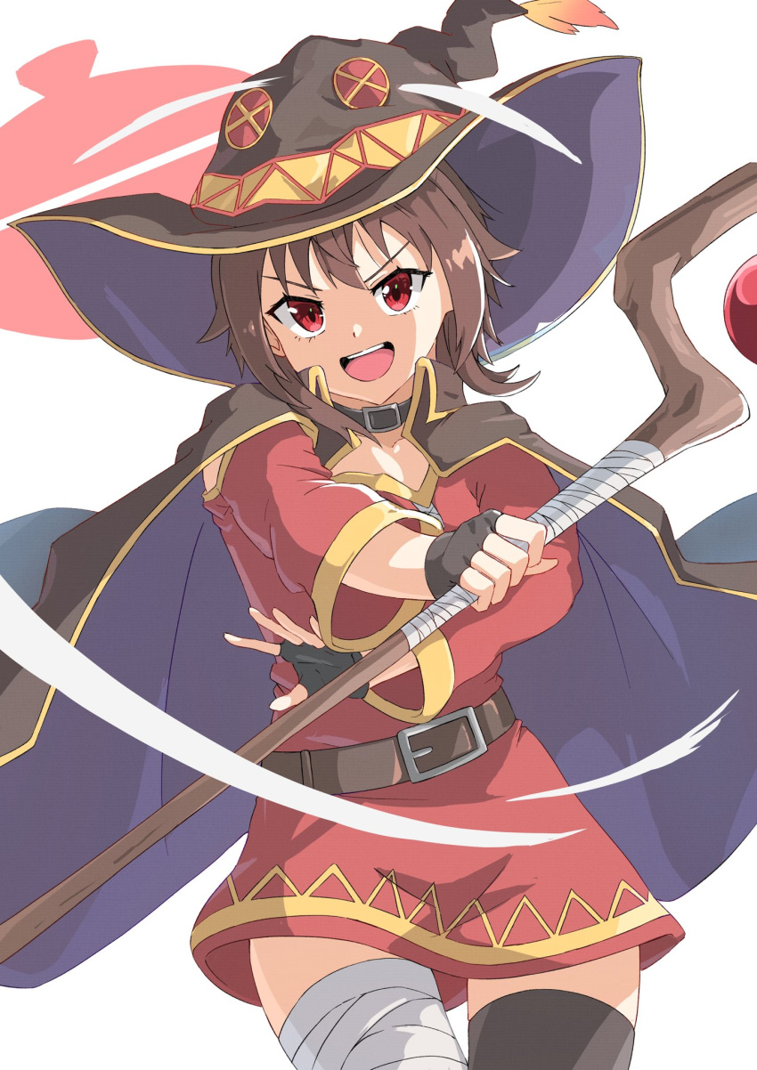 1girl, cape, commentary, highres, kono_subarashii_sekai_ni_shukufuku_wo!, megumin, onabe915, open_mouth