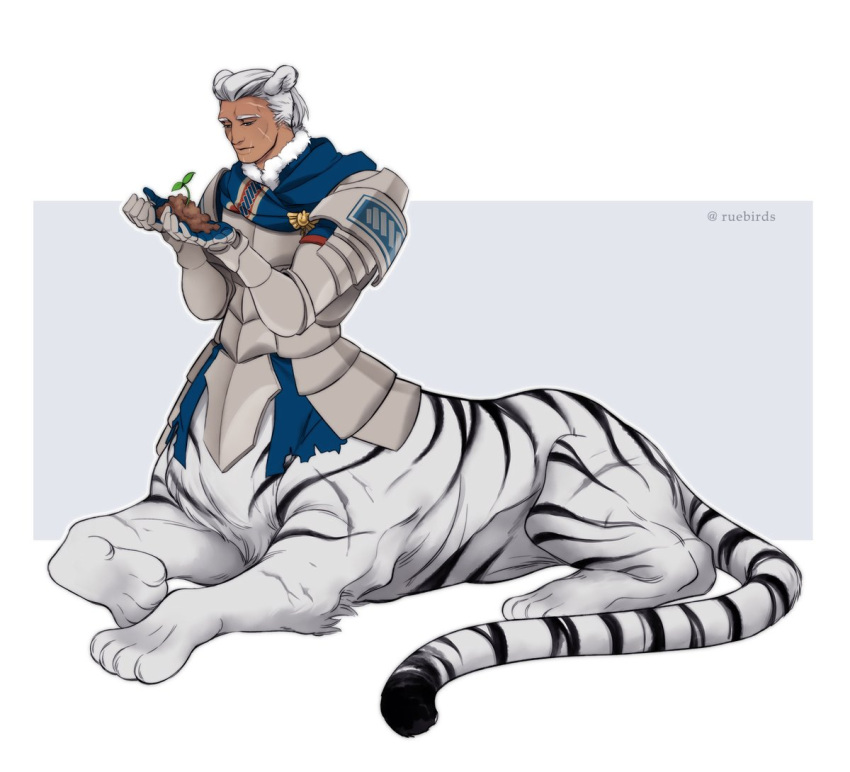 1boy, animal_ears, armor, breastplate, centauroid, closed_mouth, commentary, dark-skinned_male