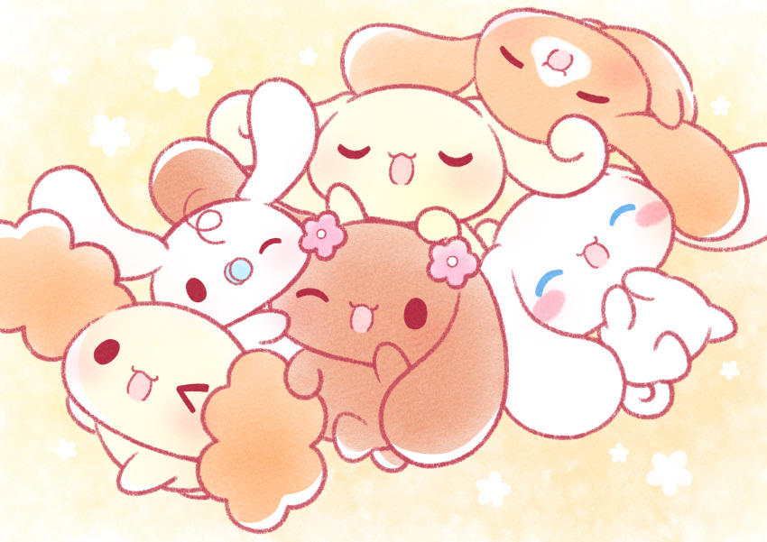 ^_^, absurdres, animal_focus, brothers, brown_dog, cappuccino_(cinnamoroll), chiffon_(cinnamoroll), cinnamoroll
