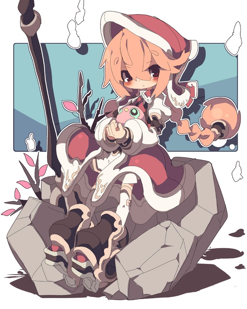 1girl, blonde_hair, blush, bonnet, bow, braid, closed_mouth, coat