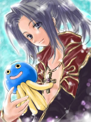 1boy, 2000s_(style), apuru_(aple), black_coat, blue_background, closed_mouth, coat, commentary_request