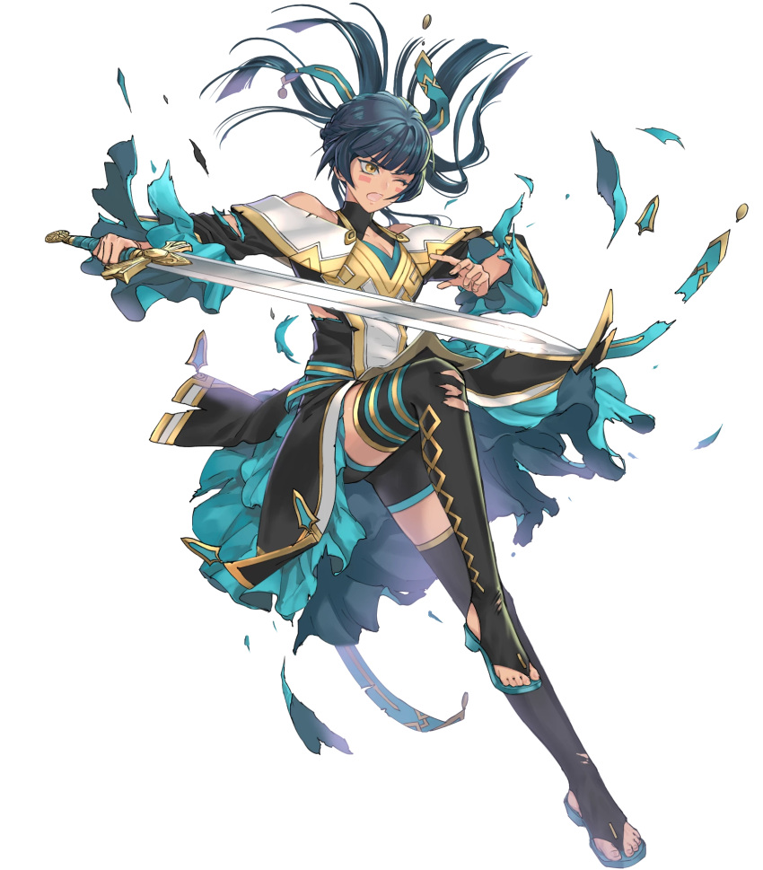 1girl, athena_(fire_emblem), athena_(resplendent)_(fire_emblem), black_hair, black_thighhighs, fire_emblem, fire_emblem:_new_mystery_of_the_emblem, fire_emblem_heroes