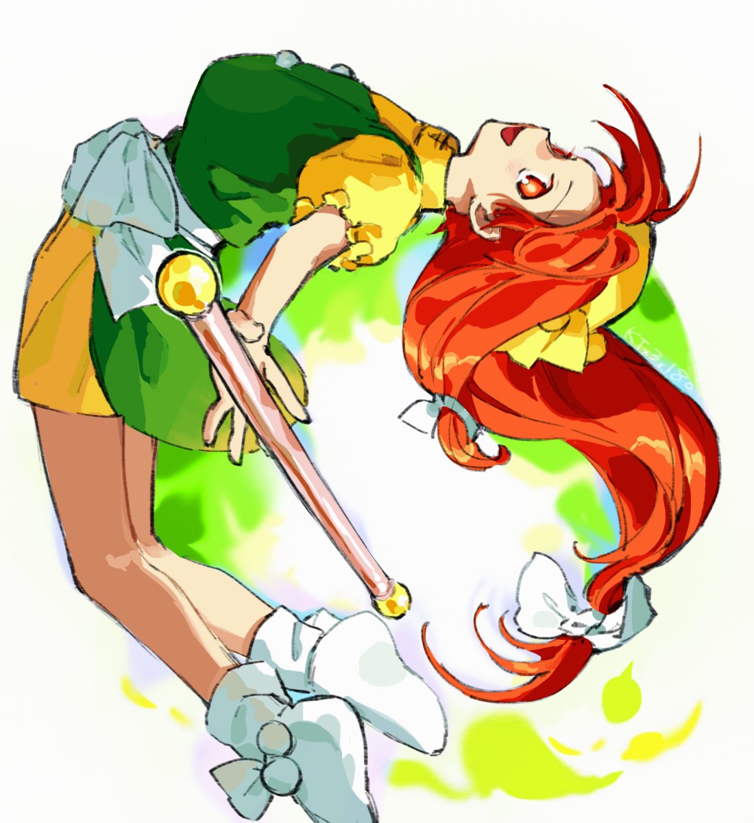 1girl, chinese_clothes, hat, highres, holding_baton, kaigen_1025, long_hair, low-tied_long_hair