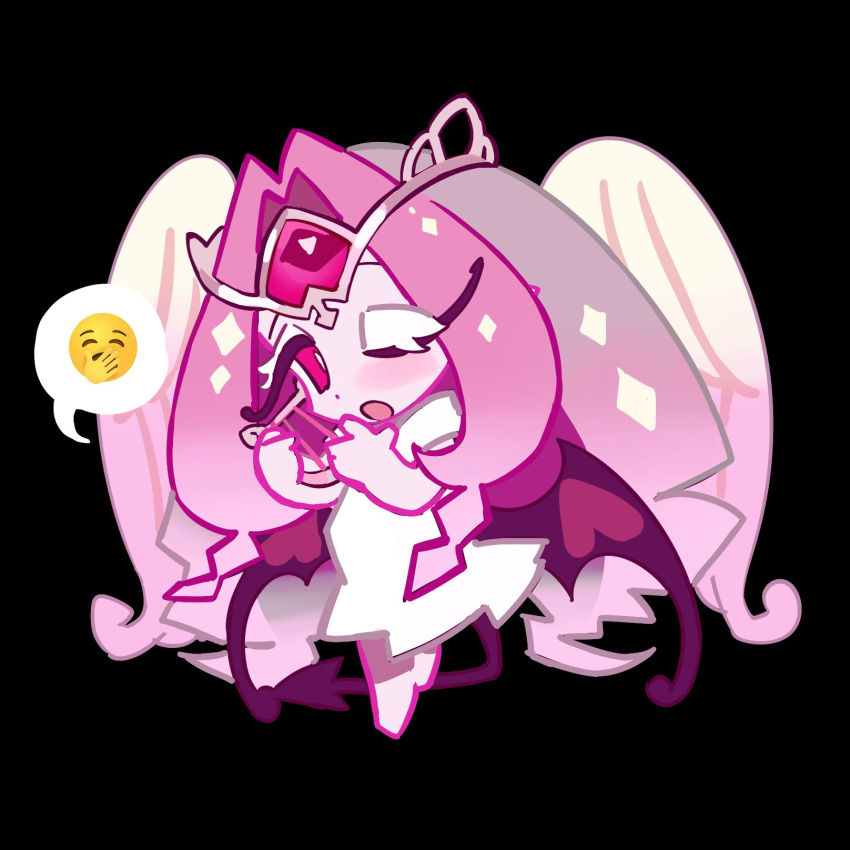 1girl, angel, angel_wings, chibi, colored_skin, cookie_run, cookie_run:_kingdom, dress