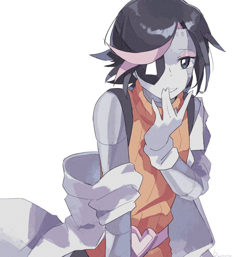 1boy, \||/, alternate_universe, androgynous, android, belt, black_eyes, black_hair