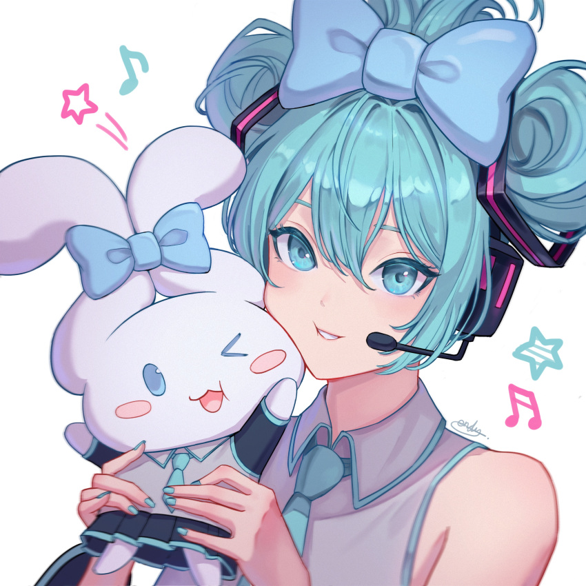 >_o, 1girl, absurdres, aendi_en_d_endei, aqua_eyes, aqua_hair, aqua_necktie, arm_up