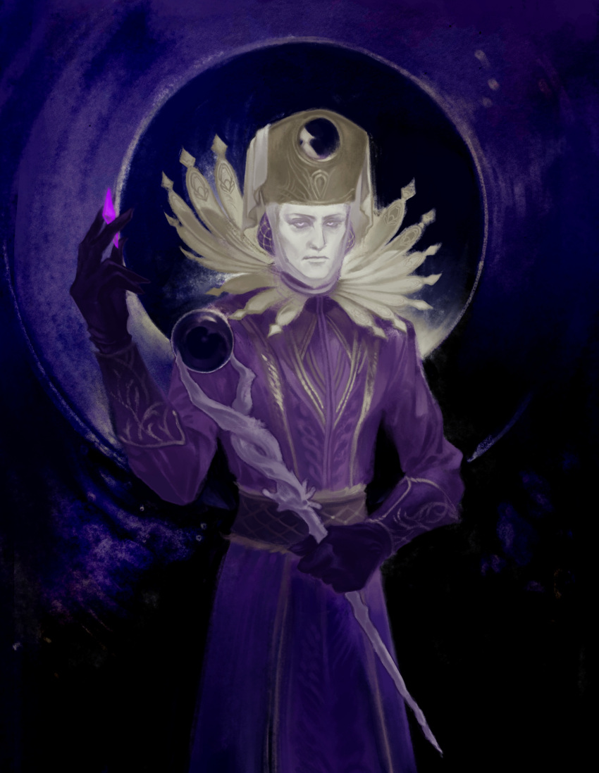 1boy, absurdres, belt, black_gloves, black_hole, count_ymir, cruentum_noctis, dark_background