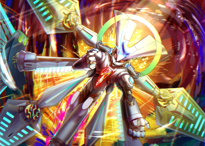 1other, artist_name, chest_jewel, euphythefox, full_body, highres, lumine_(mega_man), mecha