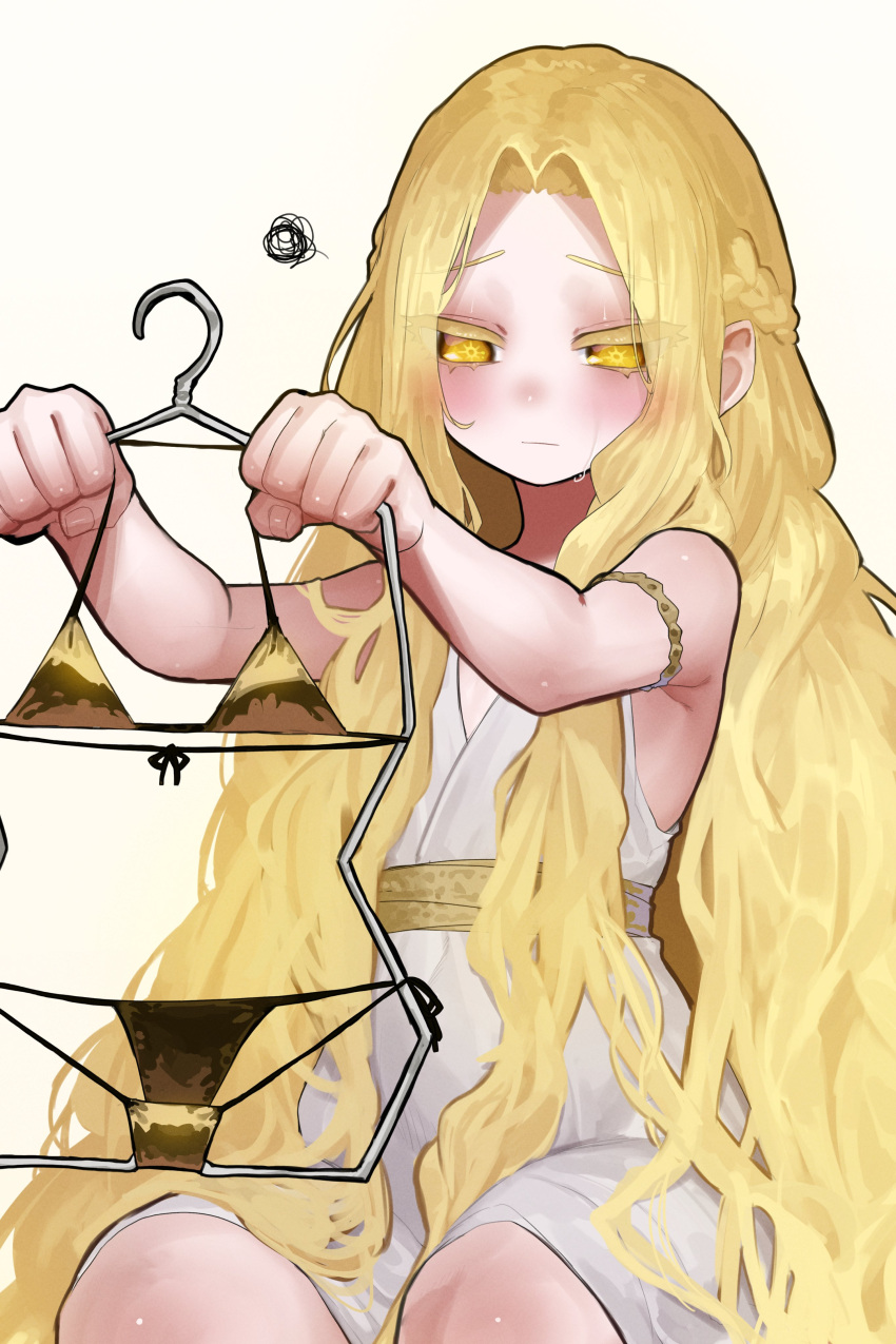 1boy, absurdly_long_hair, absurdres, armband, bikini, blonde_hair, braid, crown_braid