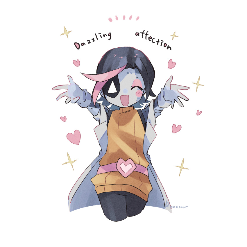 1boy, :d, ^_^, alternate_universe, android, belt, black_hair, black_pants