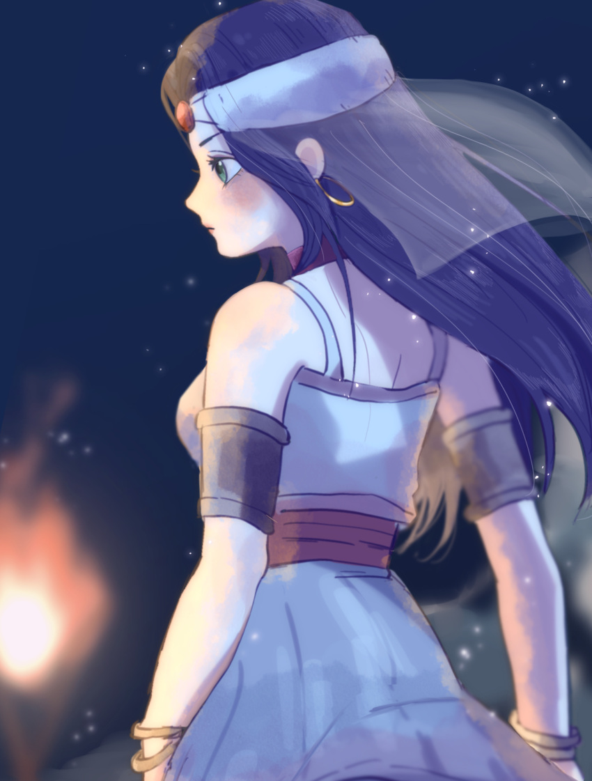 1girl, armlet, bracelet, brown_hair, choker, commentary_request, dragon_quest, dragon_quest_vii