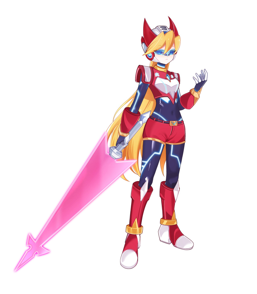 1girl, absurdres, aizeis, alternate_costume, alternate_hairstyle, armored_boots, belt, belted_shorts