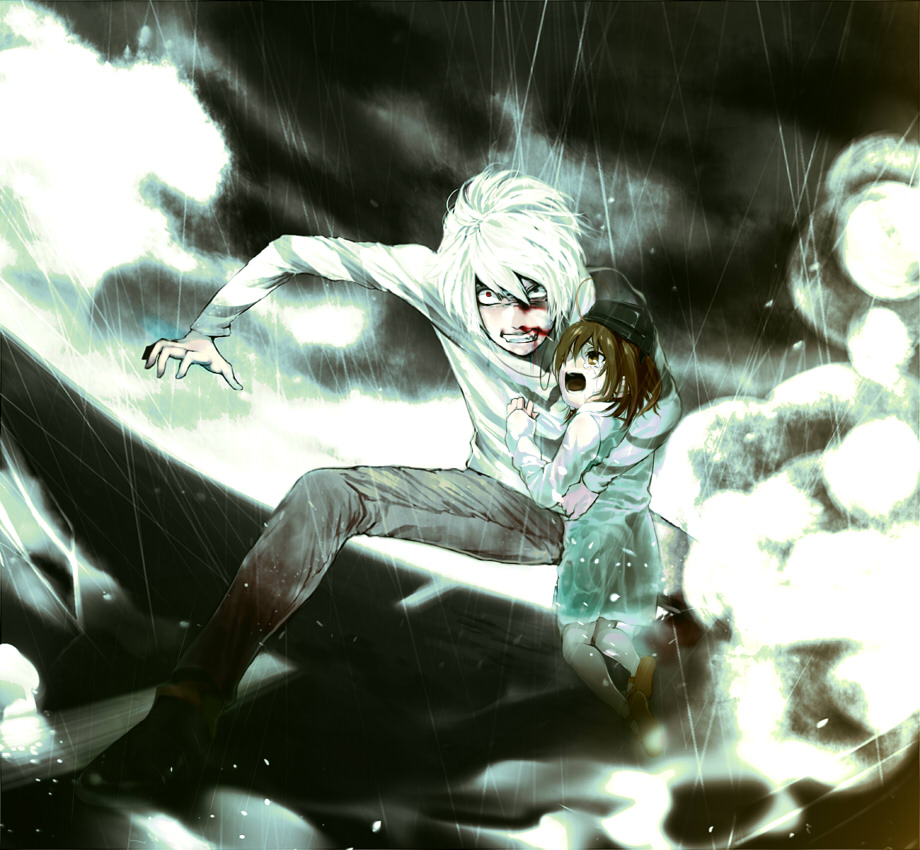 accelerator, albino, blood, dress, goggles, last_order, rain, red_eyes