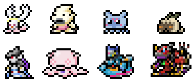 bigukkomon, black_eyes, bokomon, bosamon, calamaramon, cyborg, destromon, halo, hoverespimon, luminamon, monster, otrojorch, pixel_art, pointy_ears, puyoyomon, red_eyes, robot, simple_background, squid_girl, tentacles, white_background