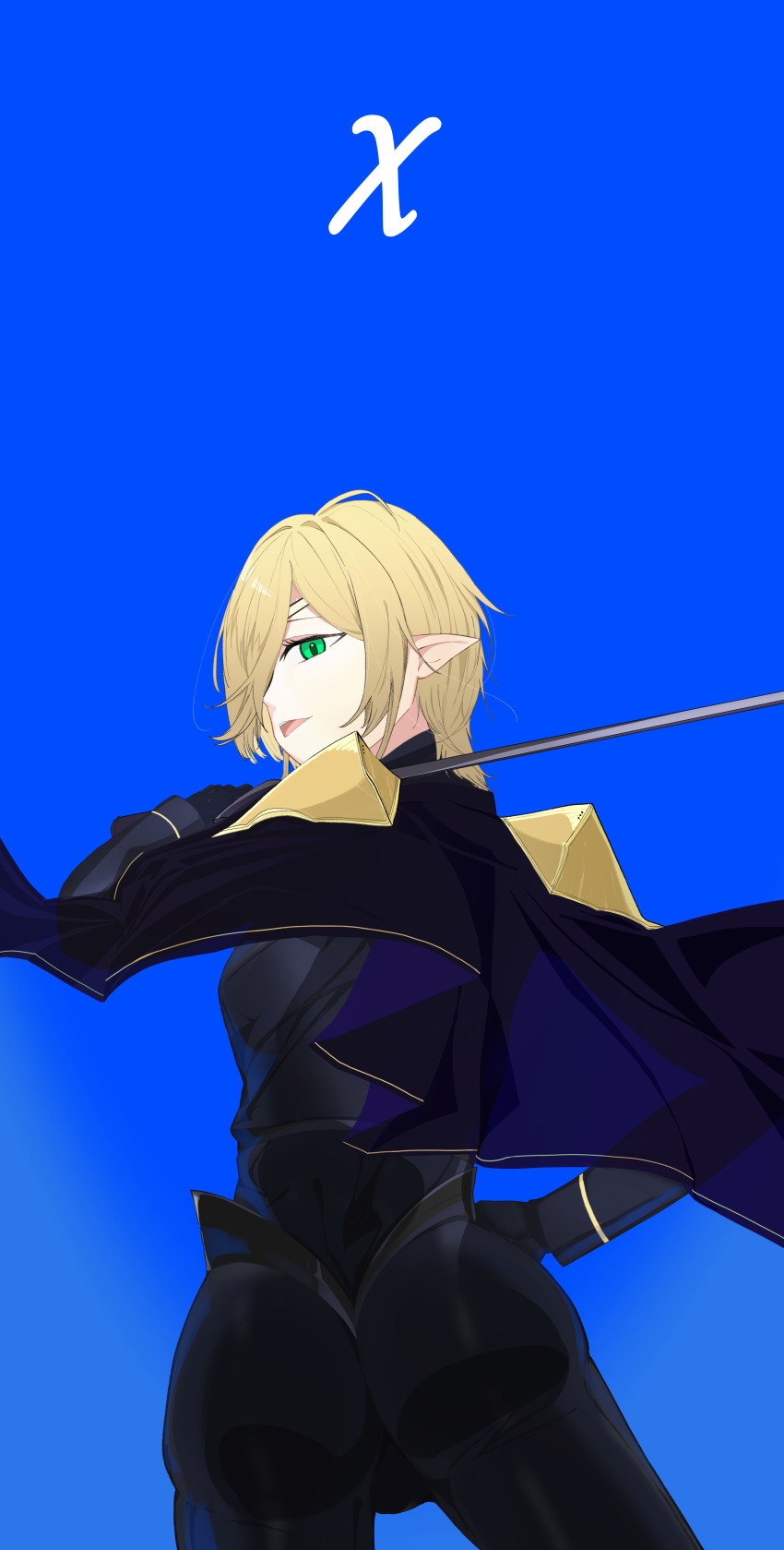 1girl, absurdres, blonde_hair, blue_eyes, chi_(kage_no_jitsuryokusha_ni_naritakute!), elf, gloves, highres