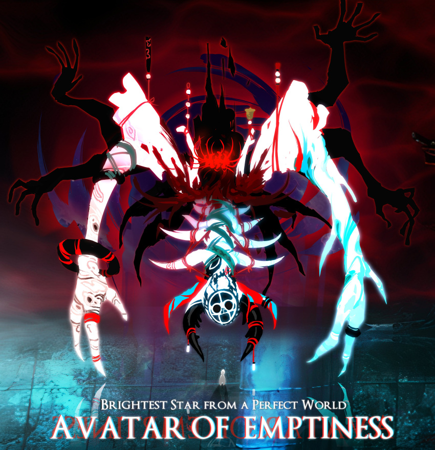absurdres, bell, black_hands, calamity_(terraria_mod), colored_extremities, cross-section, english_text, extra_arms