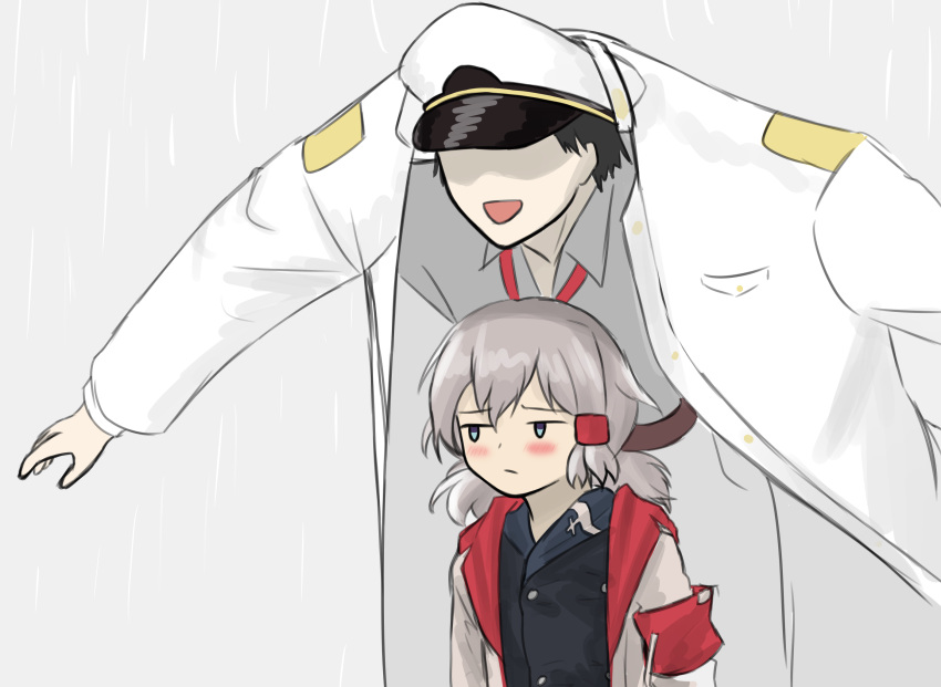 :d, azur_lane, black_hair, blue_eyes, blush, closed_mouth, commander_(azur_lane), denver_(azur_lane)