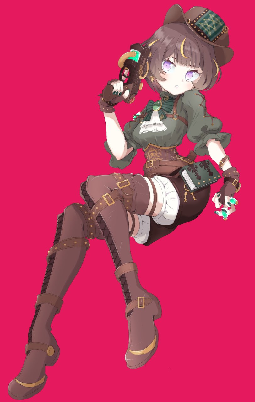 1girl, anya_melfissa, anya_melfissa_(steampunk), ascot, belt, blonde_hair, boots, bow