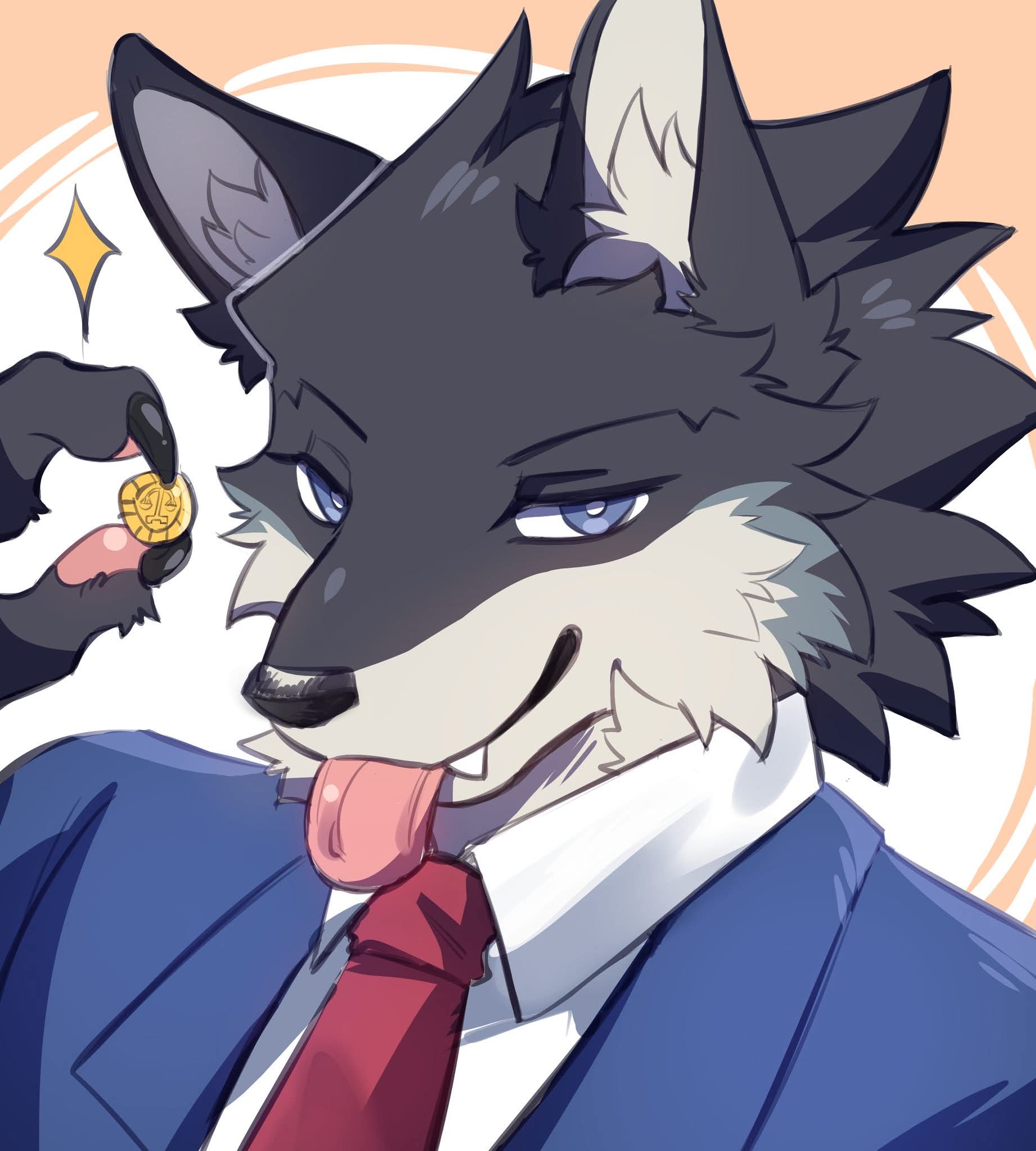 1boy, ace_attorney, animal_ears, badge, blue_coat, claws, closed_mouth, coat