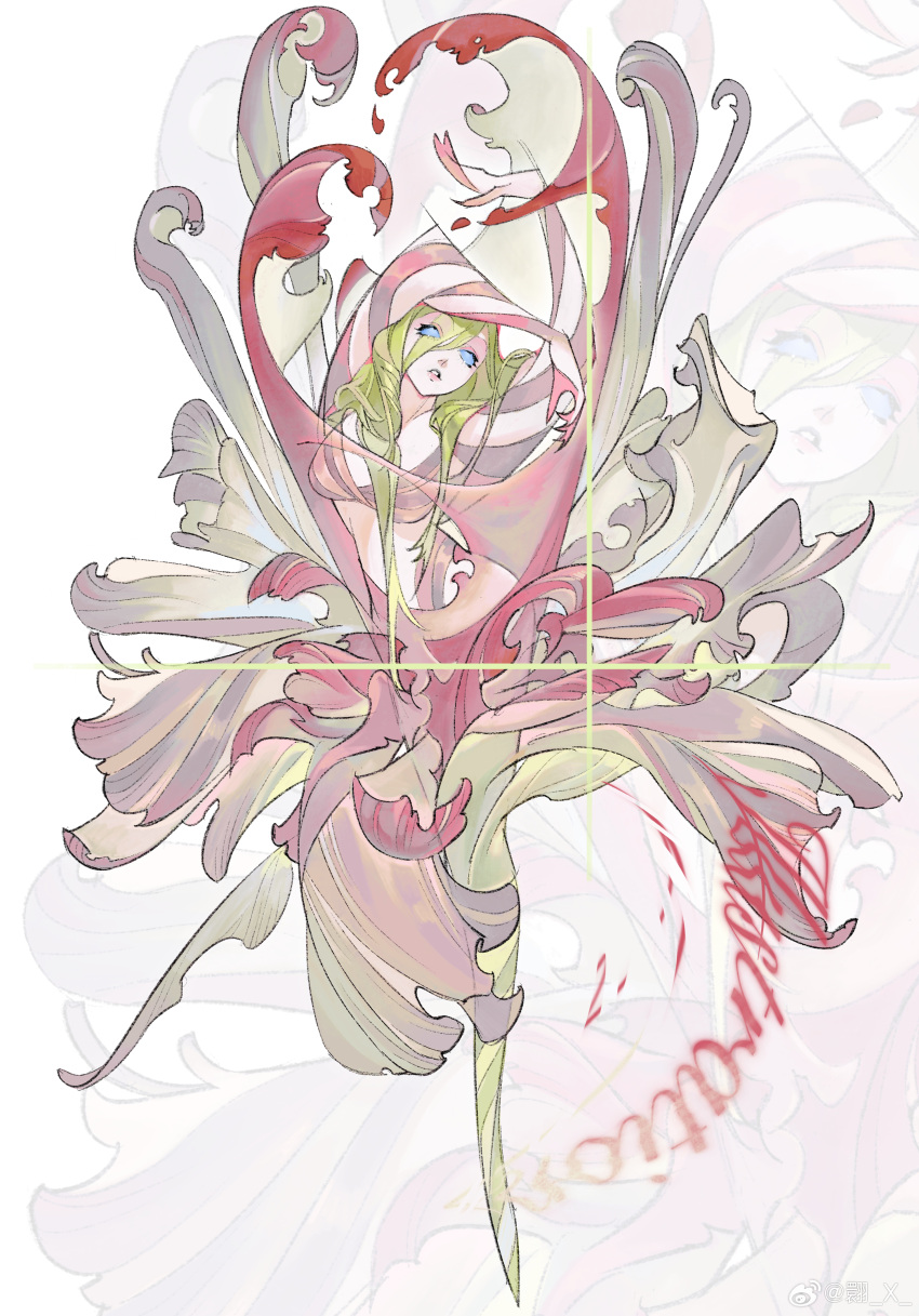 1girl, absurdres, blonde_hair, blue_eyes, flower, hair_between_eyes, highres, lily_(flower)