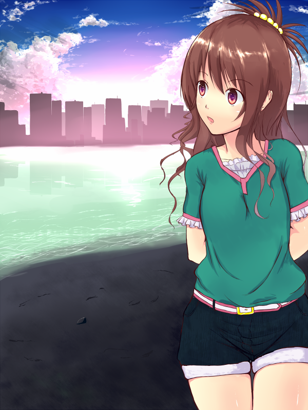 brown_hair, kishi, miyazakit, purple_eyes, shorts, to_love-ru, toloveru, violet_eyes, yuuki_mikan