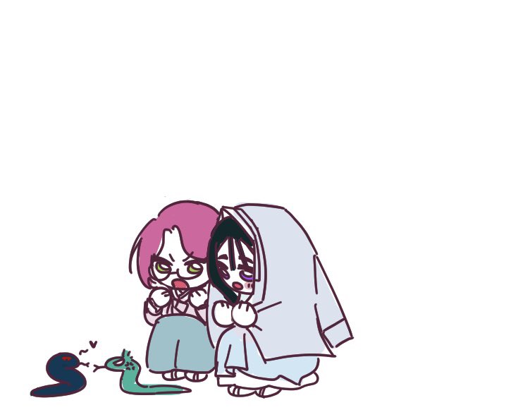 2girls, :o, abcd888888889, alien_stage, animalization, black_hair, blue_skirt, green_eyes
