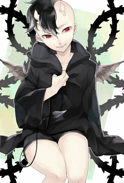 demon_boy, demon_tail, demon_wings, fudou_akio, hoodie, horns, inazuma_eleven, inazuma_eleven_(series)