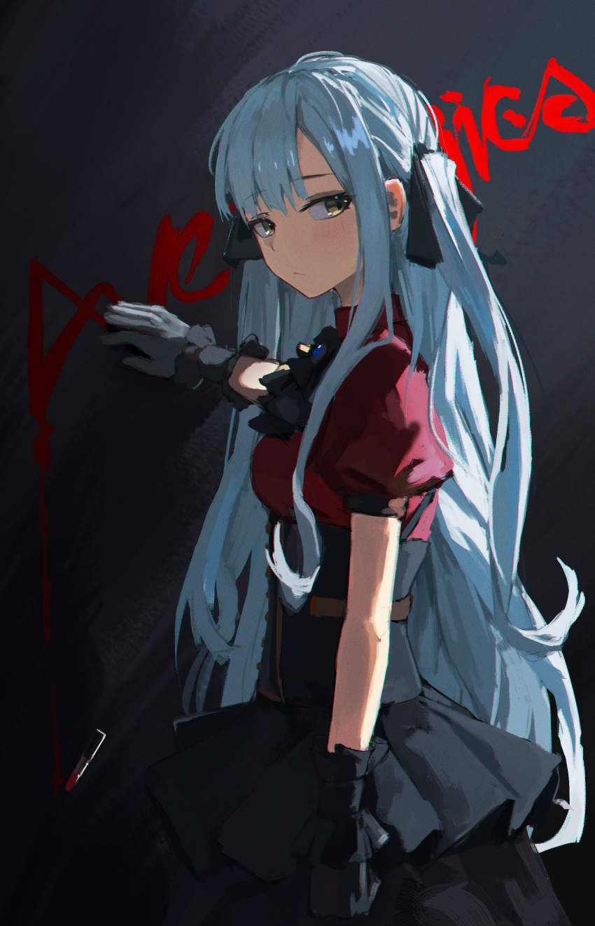 absurdres, ave_mujica_(bang_dream!), bang_dream!, bang_dream!_it's_mygo!!!!!, black_gloves, blue_hair, dress, from_side