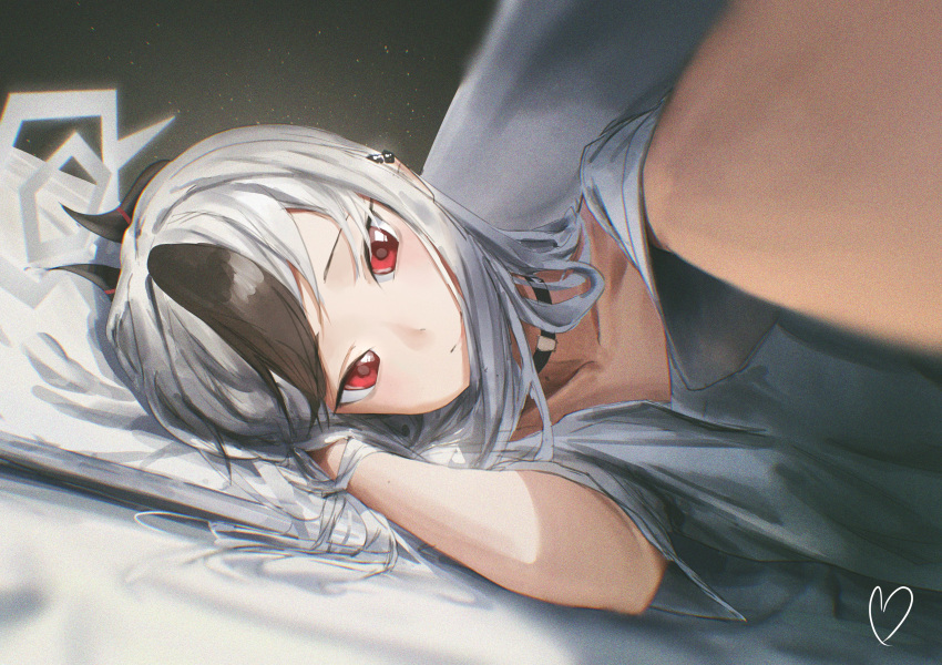 1girl, absurdres, black_hair, black_horns, blue_archive, closed_mouth, collarbone, commentary