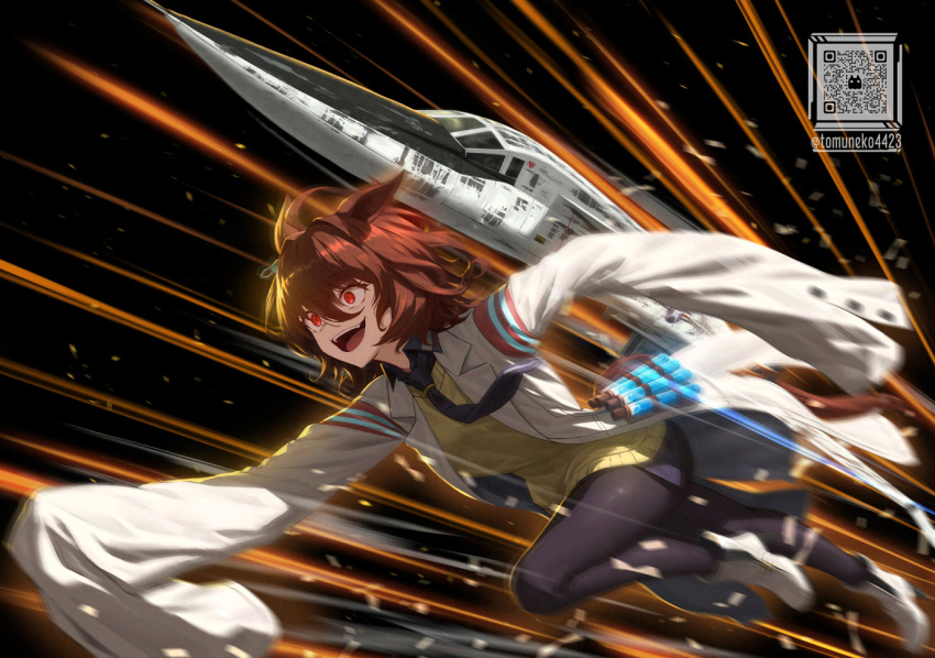 1girl, agnes_tachyon_(umamusume), ahoge, animal_ears, black_necktie, black_shirt, breasts, brown_hair