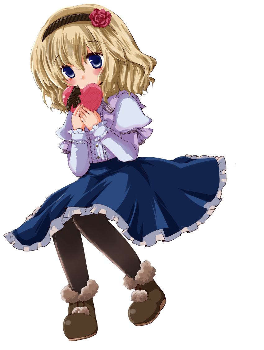 alice_margatroid, alice_margatroid_(pc-98), flower, futami_yayoi, hair_flower, hair_ornament, hairband, heart
