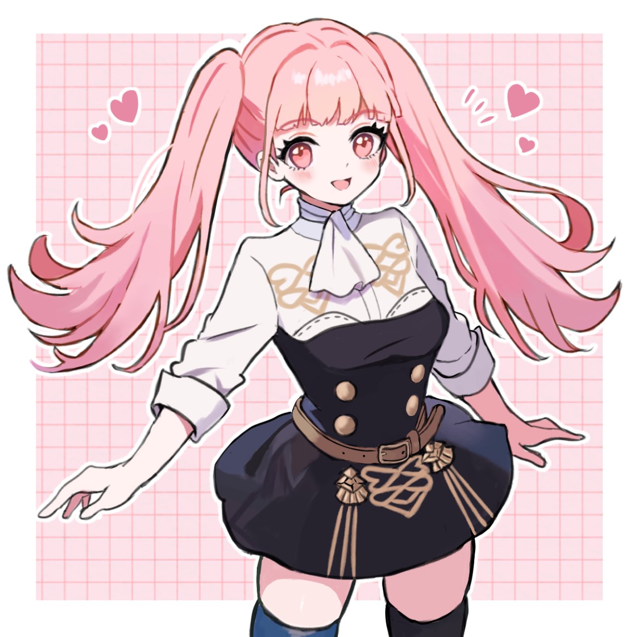 1girl, ascot, black_skirt, breasts, fire_emblem, fire_emblem:_three_houses, garreg_mach_monastery_uniform, heart