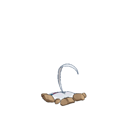 :3, ahoge, animated, animated_gif, aqua_eyes, bow, carlotta_(wuthering_waves), chinese_commentary, commentary_request, groundhog, hair_bow, inficer, lowres, parted_bangs, pink_bow, plants_vs_zombies, potato_mine_(plants_vs_zombies), simple_background, white_background, wuthering_waves