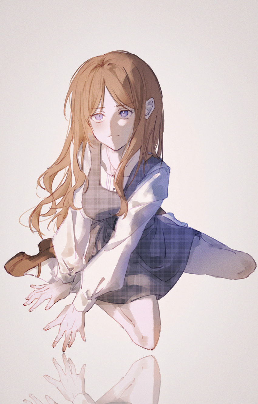 1girl, absurdres, bang_dream!, bang_dream!_it's_mygo!!!!!, blue_eyes, brown_hair, brown_shoes, chihaya_anon