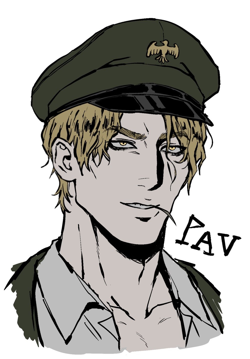 1boy, blonde_hair, character_name, collarbone, collared_shirt, commentary, cropped_shoulders, english_commentary