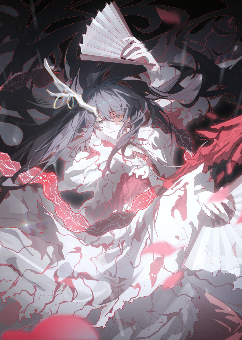 1boy, absurdres, aqua_eyes, black_eyes, black_hair, chinese_clothes, chinese_commentary, cloak