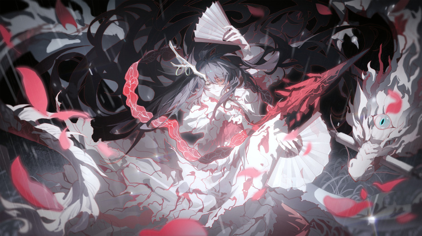 1boy, absurdres, aqua_eyes, black_eyes, black_hair, chinese_clothes, chinese_commentary, cloak