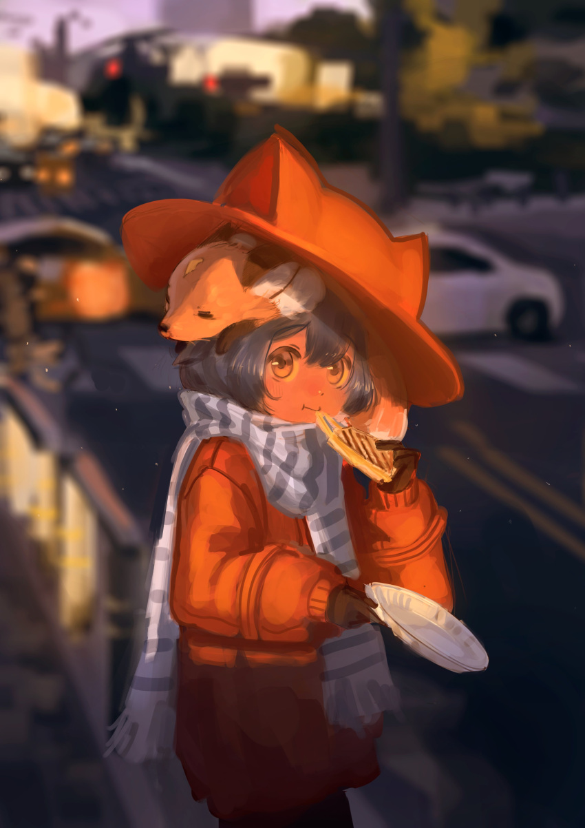 1girl, 1other, :i, absurdres, alternate_costume, androgynous, animal_hat, animal_on_head