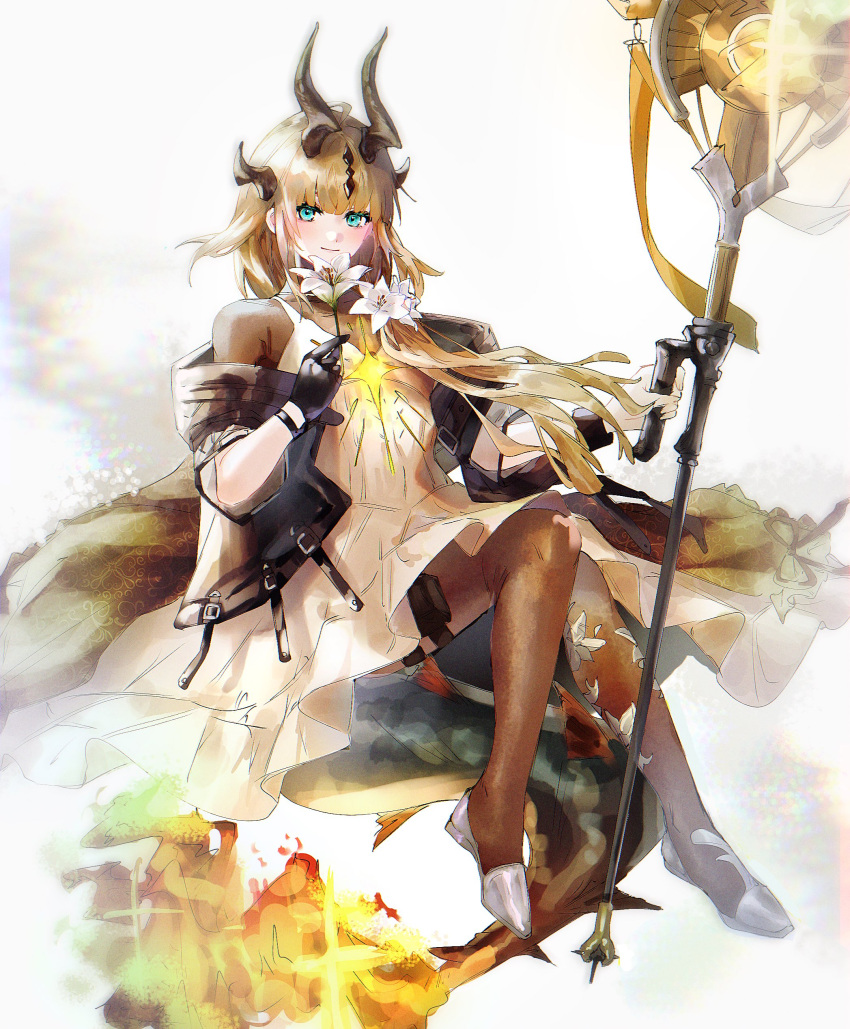 1girl, absurdres, ahoge, aqua_eyes, arknights, arknights_yuu12, black_gloves, black_jacket