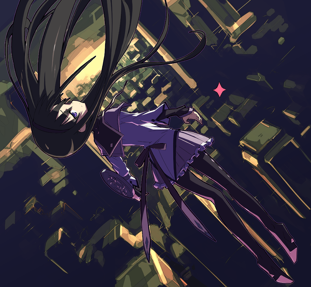akemi_homura, black_hair, hairband, long_hair, mahou_shoujo_madoka_magica, pantyhose, purple_eyes, shield