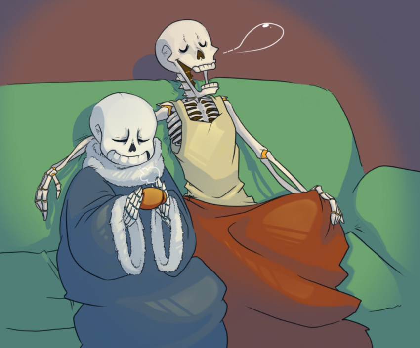 2022, 2boys, 2d, alternate_costume, blanket, blue_coat, brothers, closed_eyes