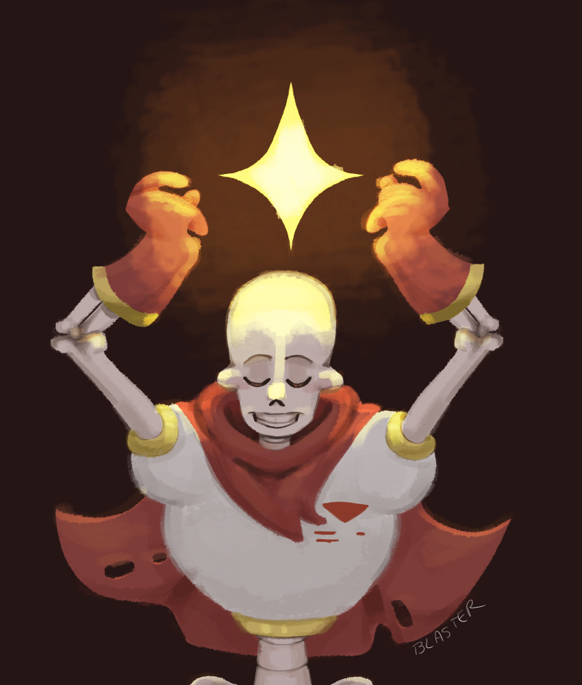 1boy, 2024, 2d, 7hatboiblaster, armor, arms_up, black_background, cape