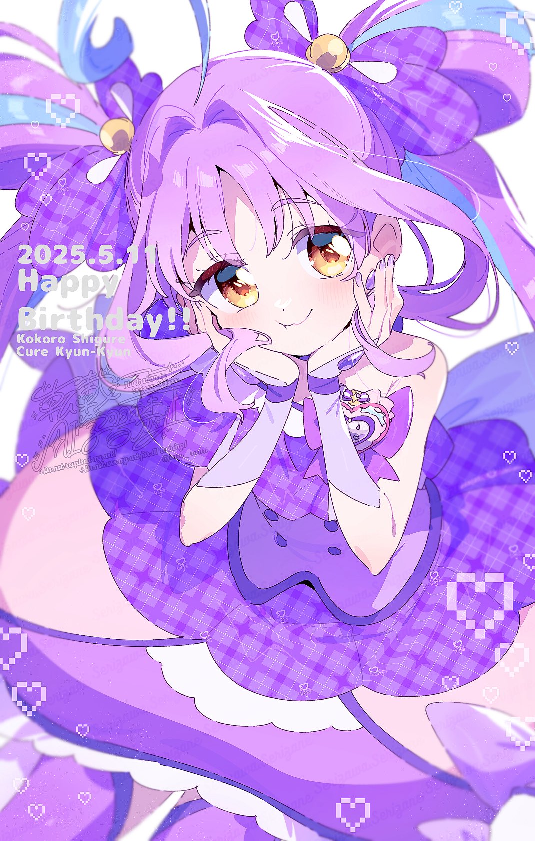 1girl, :t, ahoge, blue_hair, bow, bowtie, bracelet, bridal_gauntlets