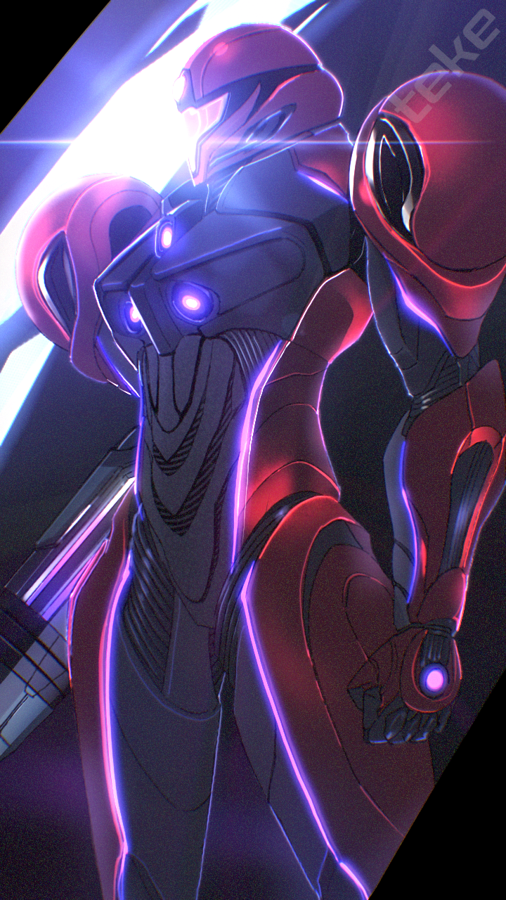 1girl, arm_cannon, armor, assault_visor, highres, metroid, metroid_prime_4:_beyond, power_suit